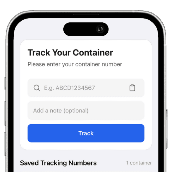 Entering a container number in the Container Tracking App